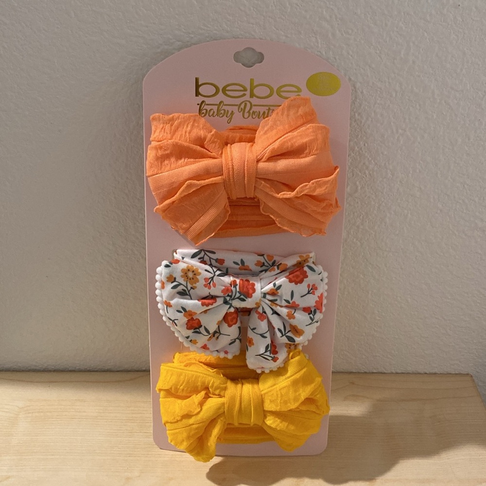 bebe Baby Boutique Wide Bow Headwraps Headbands 3-Piece Set